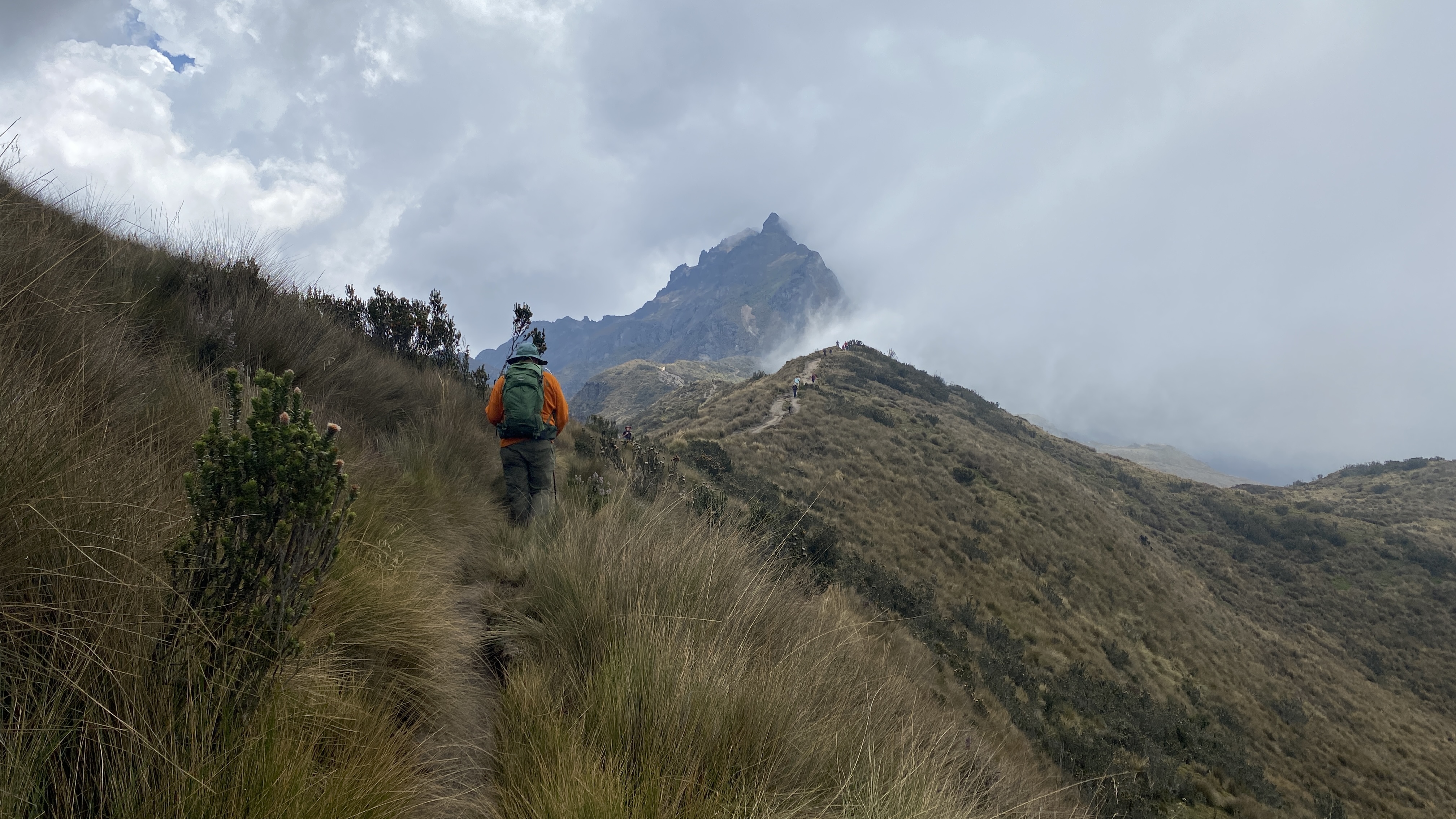 Hiking toward the Ecuadorian summit